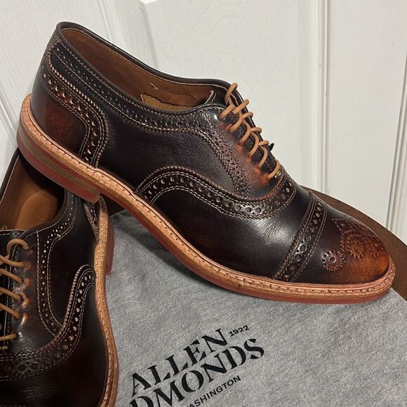 🔥🔥 ALLEN EDMONDS Strandmok Cap-toe Oxford Dainite Rubber Sole 9.5B - PERFECT - Picture 2 of 16
